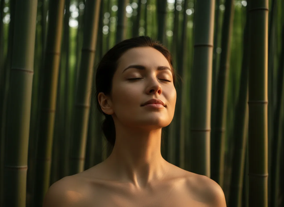 Person practicing breathwork in a serene outdoor setting