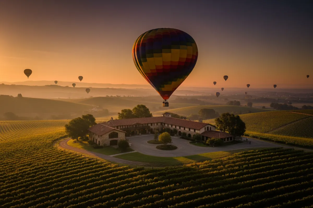 Temecula, CA — balloons over vineyards