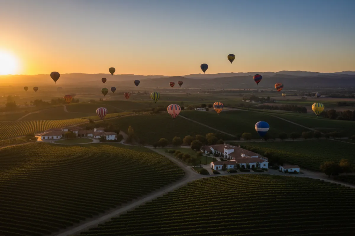 Temecula, CA — balloons above winery estate