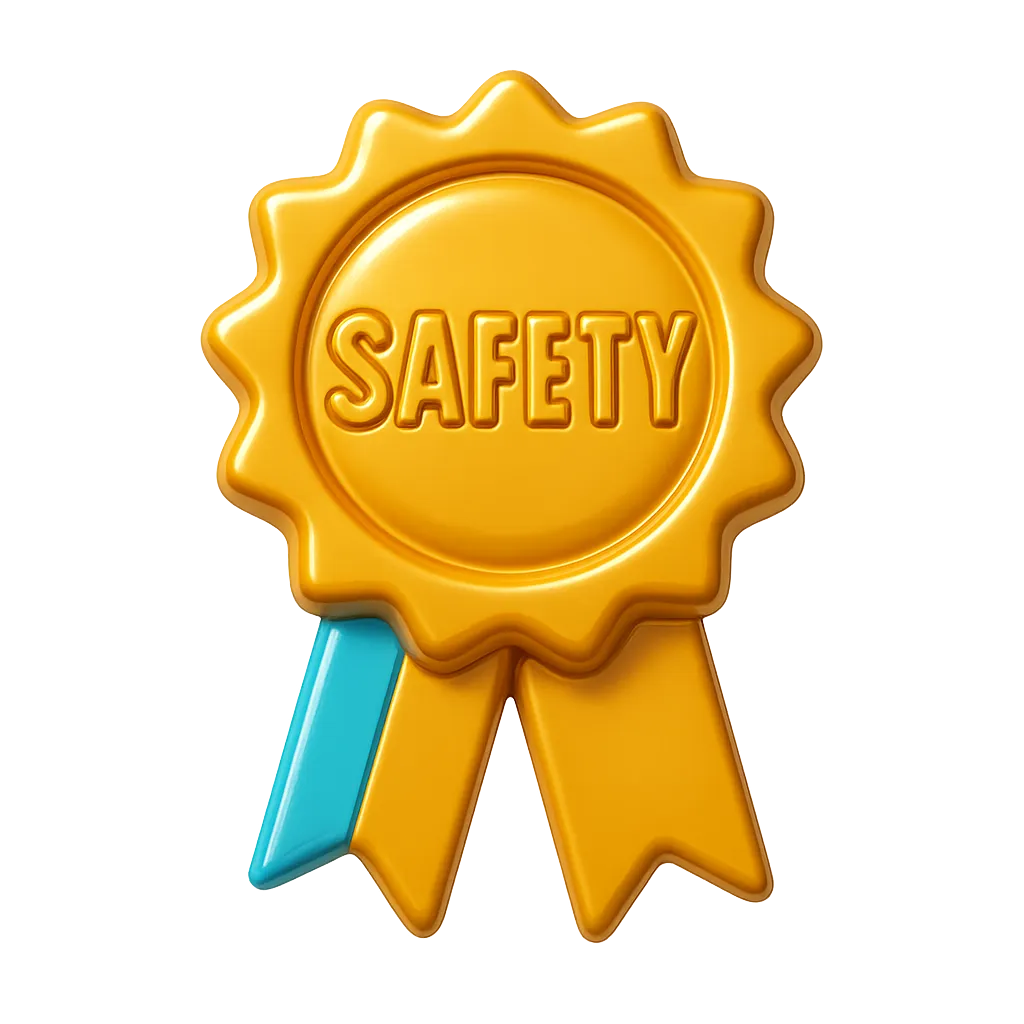 3D digital art icon golden safety award ribbon toy style