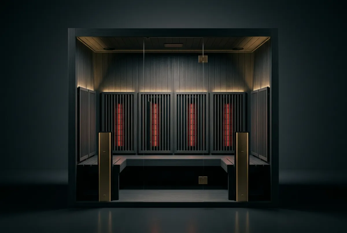 Modern infrared cabin featuring full-spectrum carbon and ceramic thermal emitters