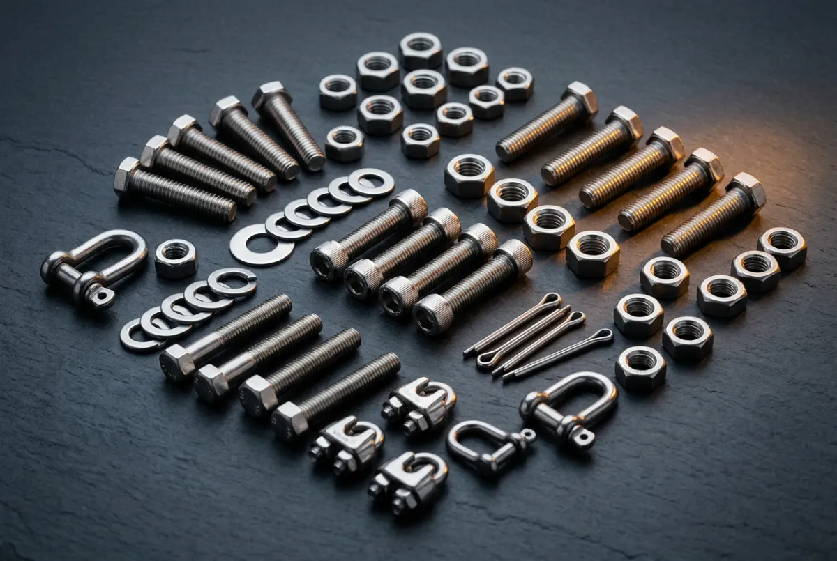 Marine-grade 316 stainless steel fasteners and hardware