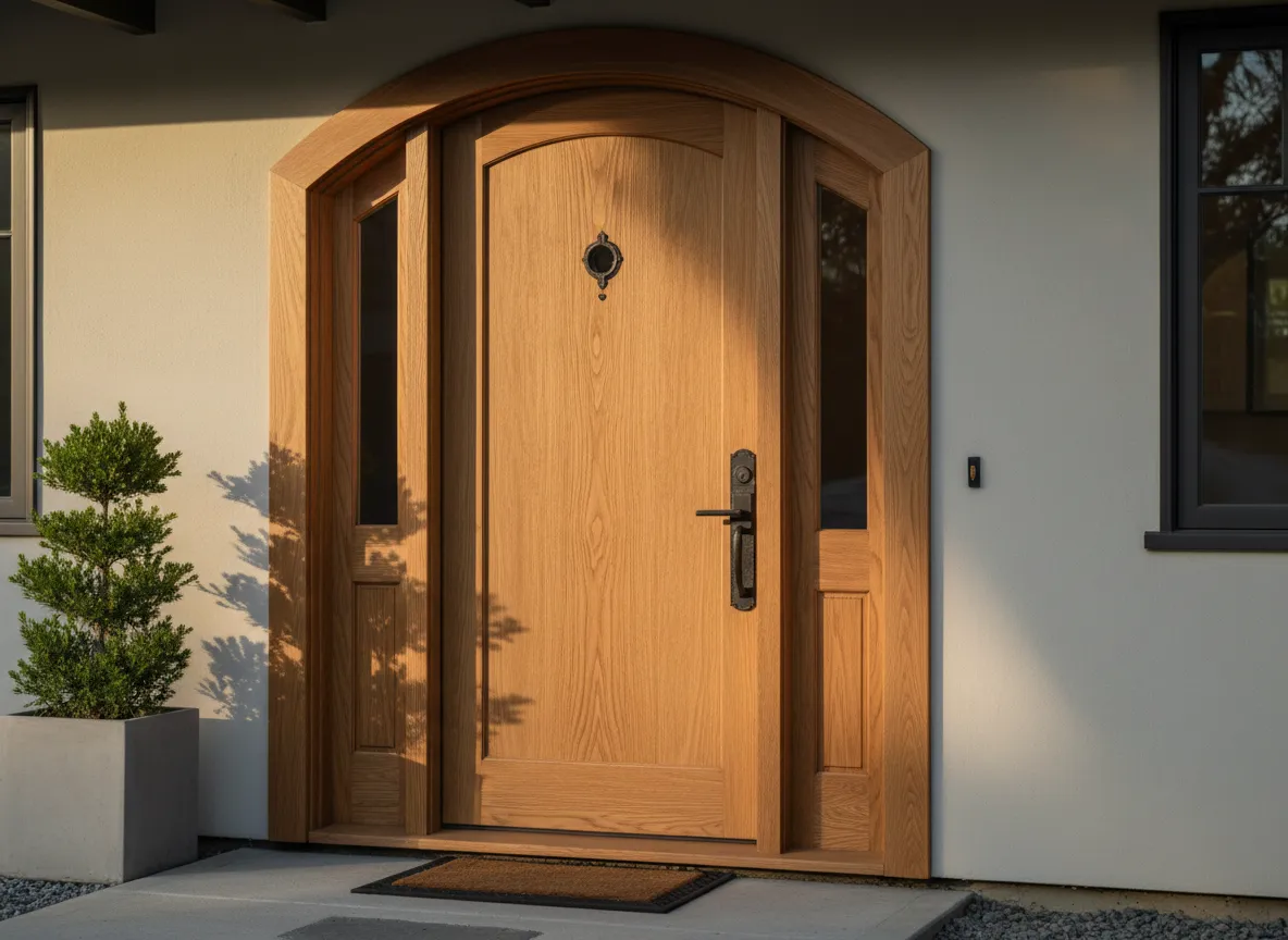 Solid wood custom entry door by Legendary Carpentry