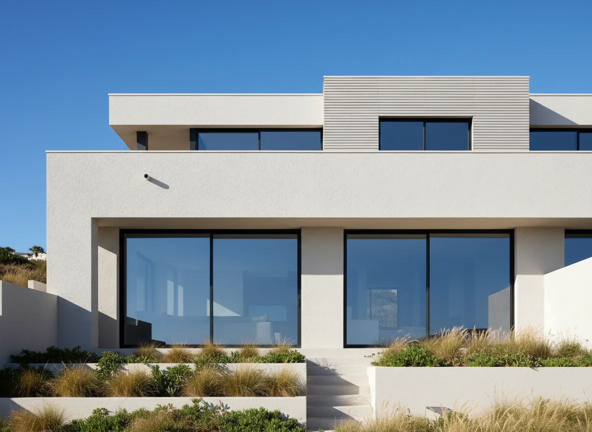 Fachada con revestimiento texturado