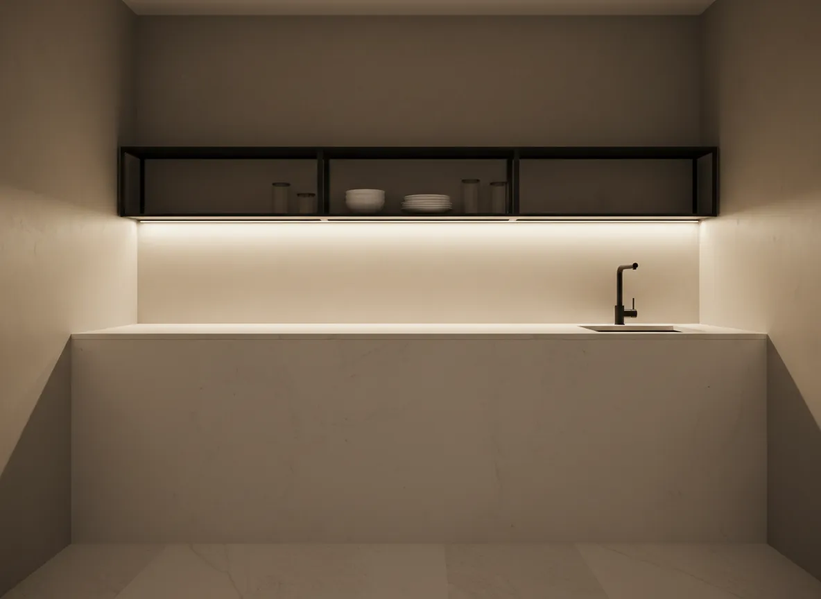 Cocina con revestimiento lavable en pared de trabajo