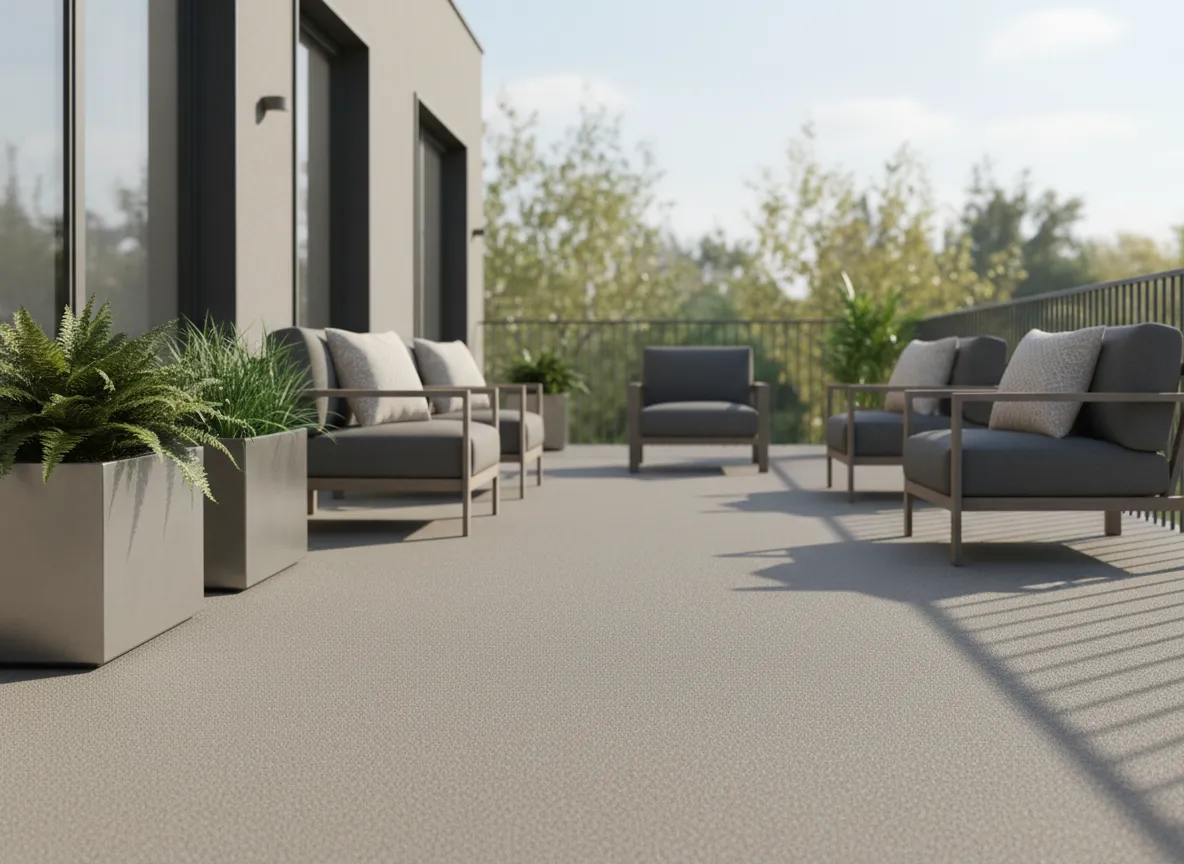 Terraza exterior con recubrimiento técnico antideslizante