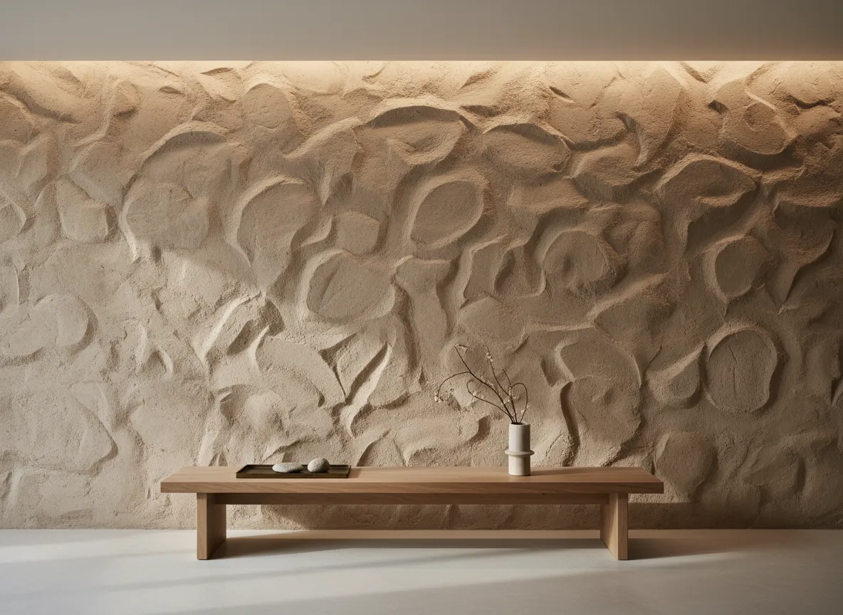 Muro interior con textura decorativa