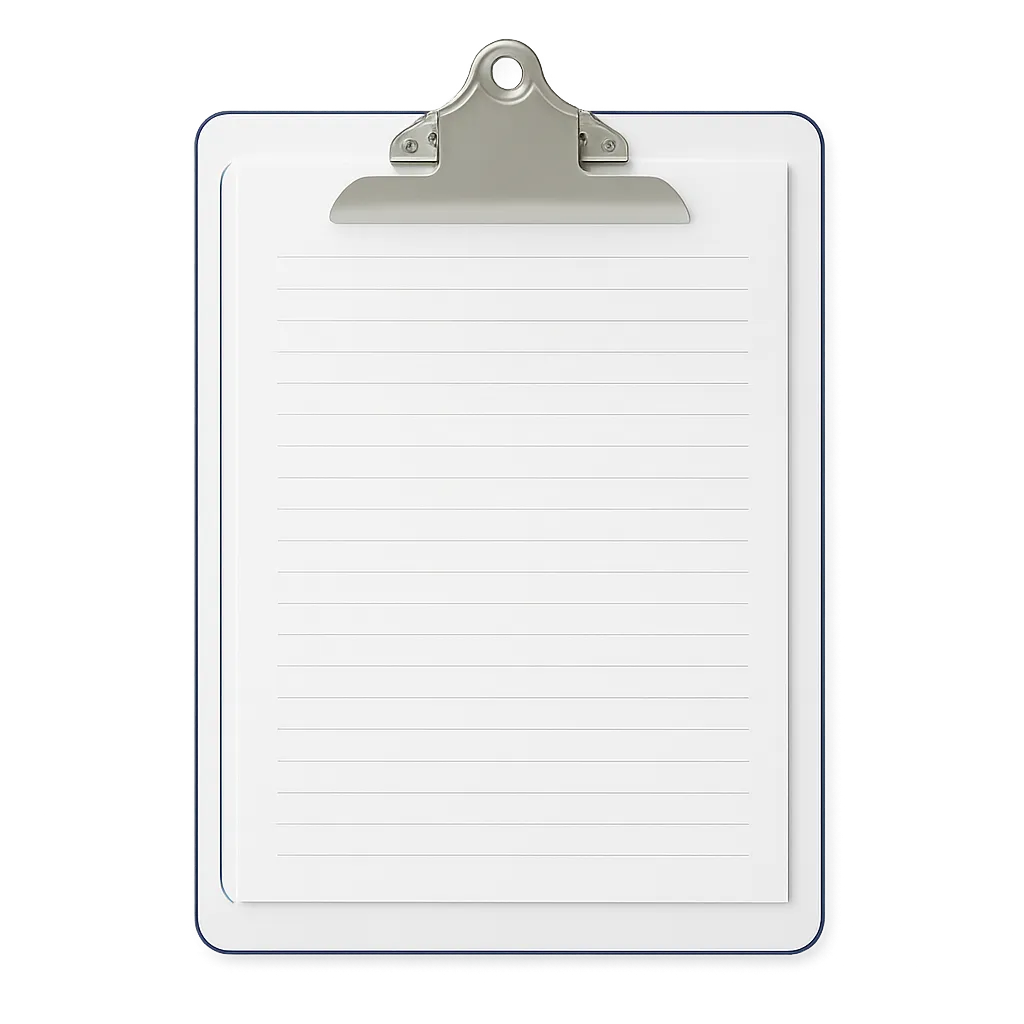 Sanitized professional clipboard representing compliance