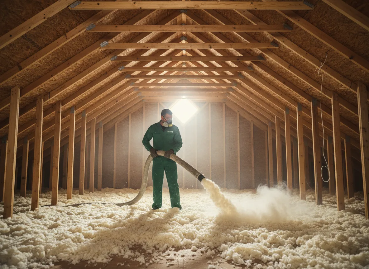 MILO insulation technician installing natural insulation in an East Texas attic