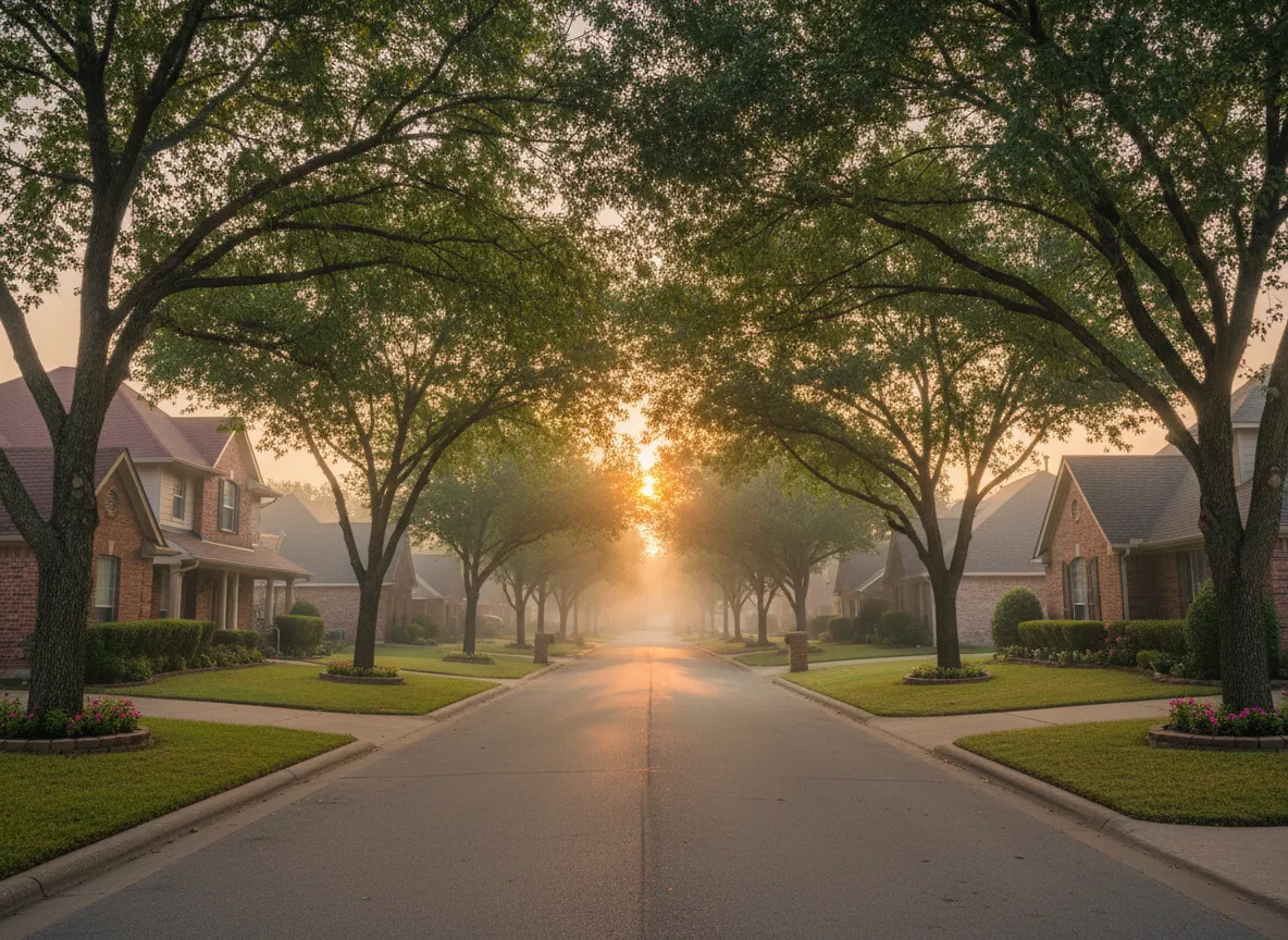 East Texas neighborhood landscape