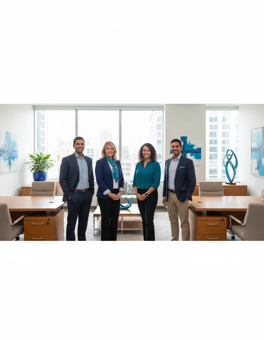 Professional real estate team in modern office