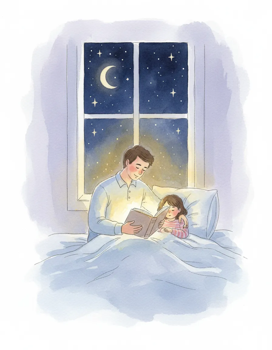 Soft watercolor illustration of a biblical bedtime story