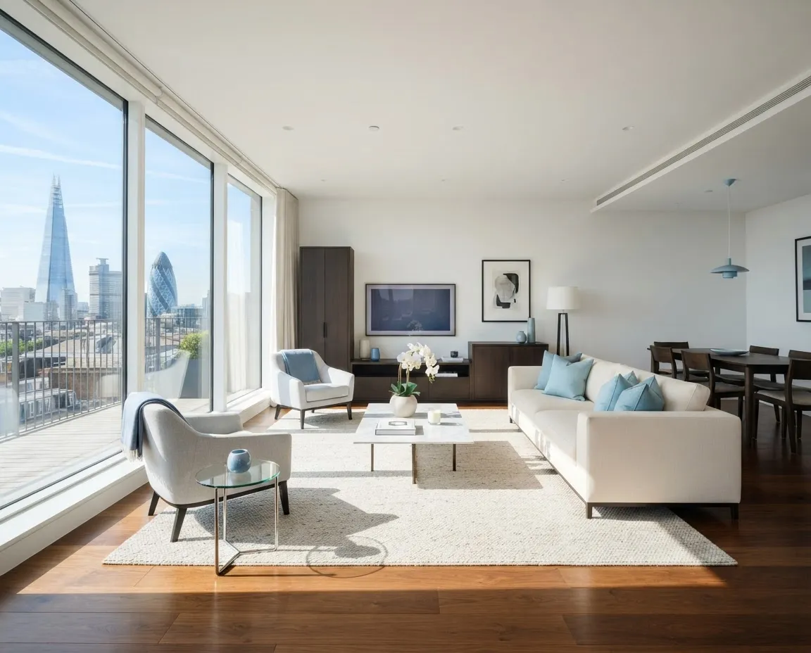 Spotless and elegantly furnished modern London residential interior living space