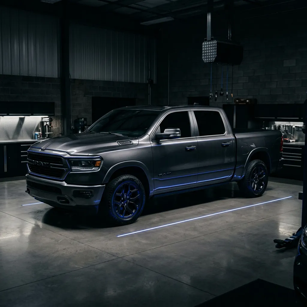 Detailed luxury truck with reflective ceramic coat in Butte detailing bay