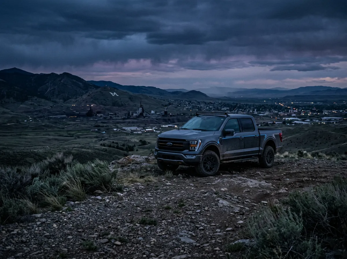 Regional map and rugged truck landscape in Butte Silver Bow Montana