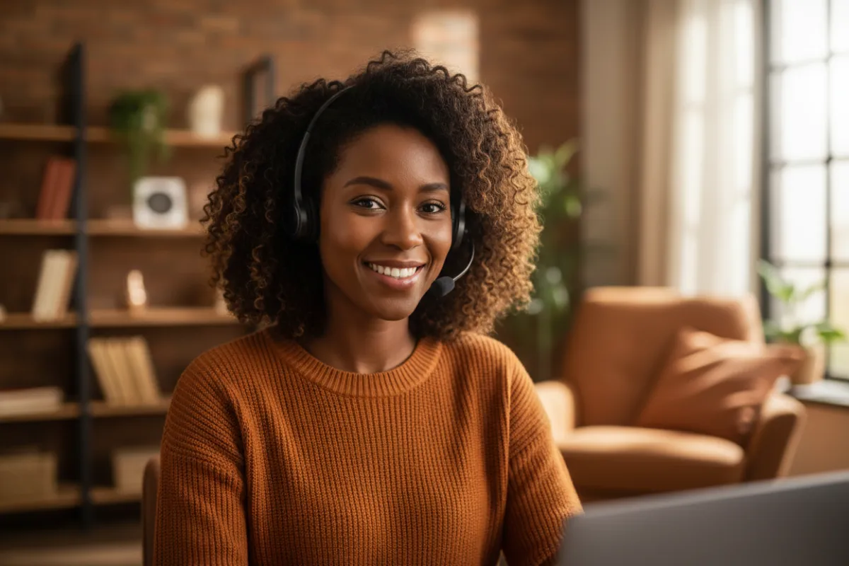 Black person participating in a live Q&A session