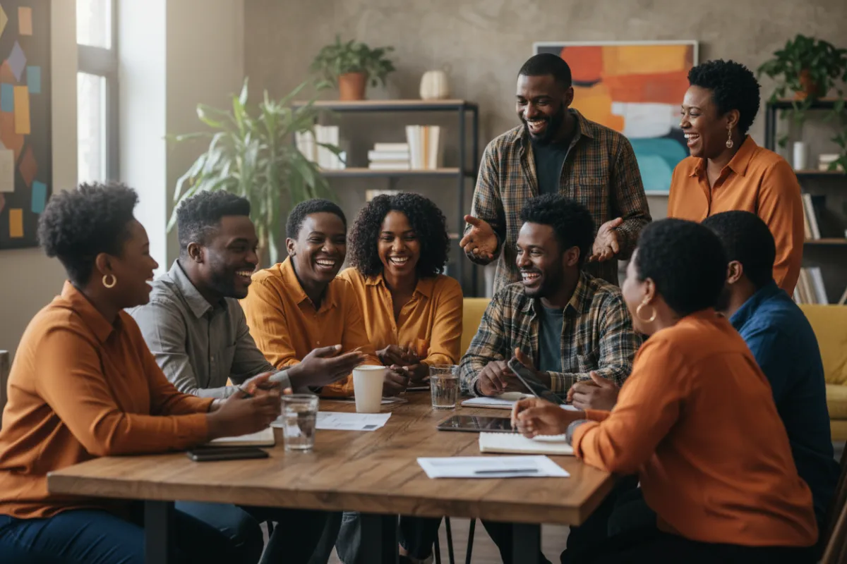 Black people in a supportive community
