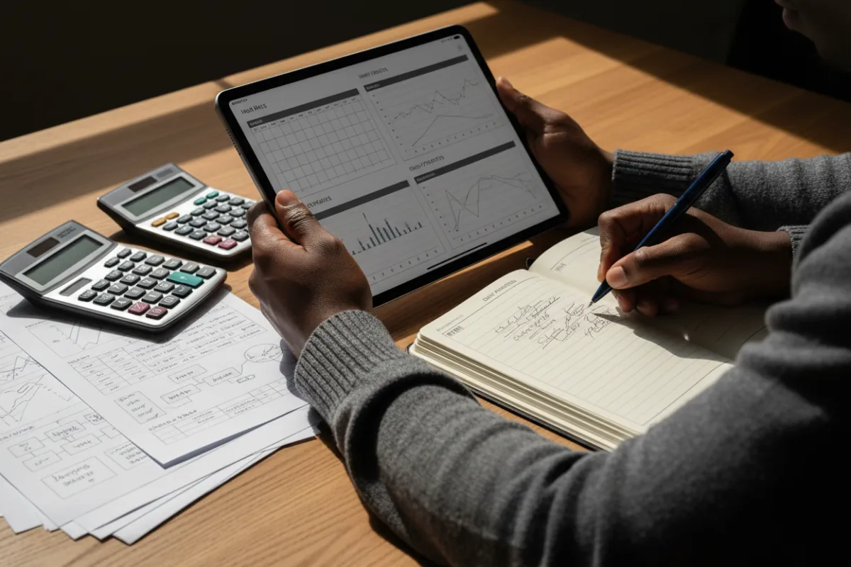 Black person using practical financial planning tools