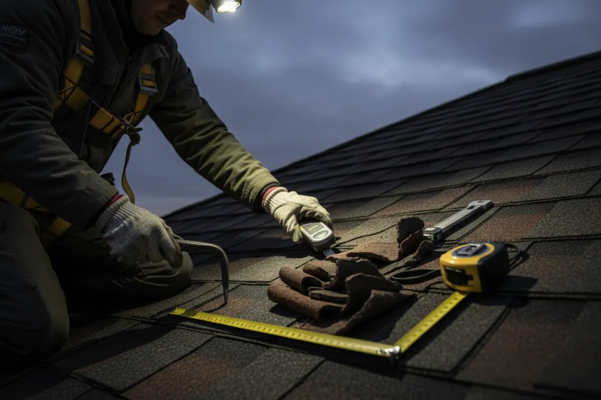 Roofing service - professional roofers at work