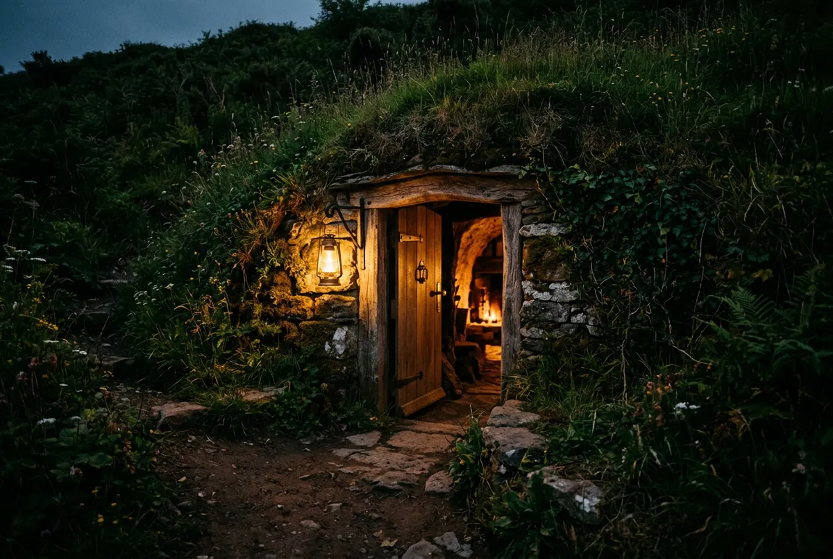 Hearth and Hollow river basin settlement and fieldstone dwellings landscape photograph