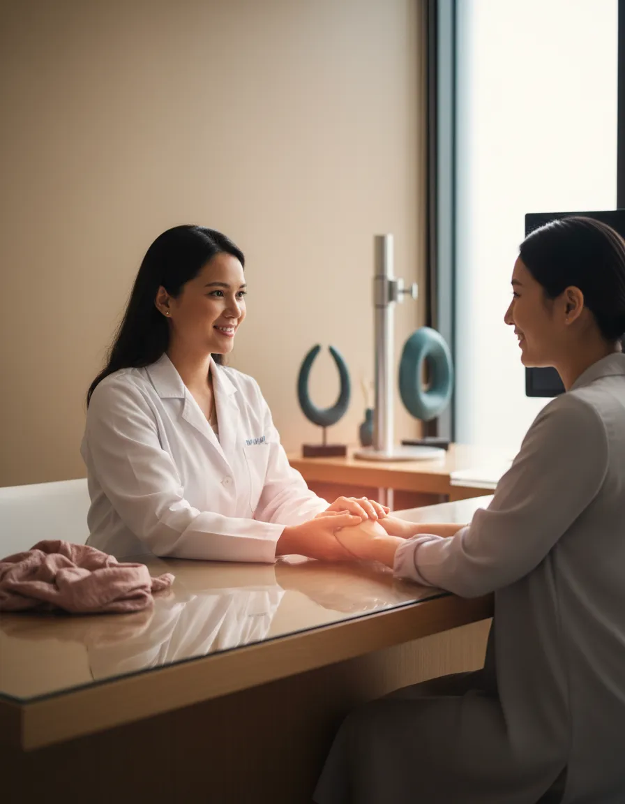 Nurturing professional creating a warm, secure environment for medical consultations