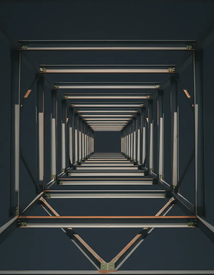 Architectural construction photography showcasing military discipline and precision