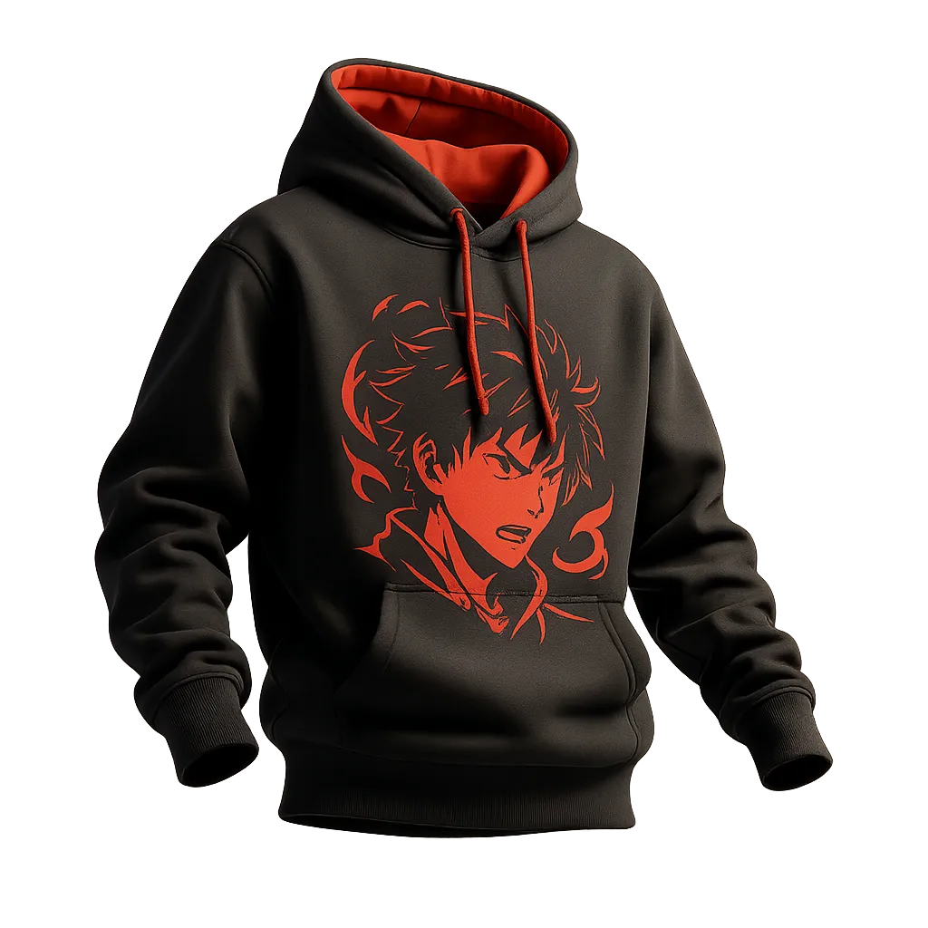 Cinematic lifestyle anime streetwear hoodie cutout