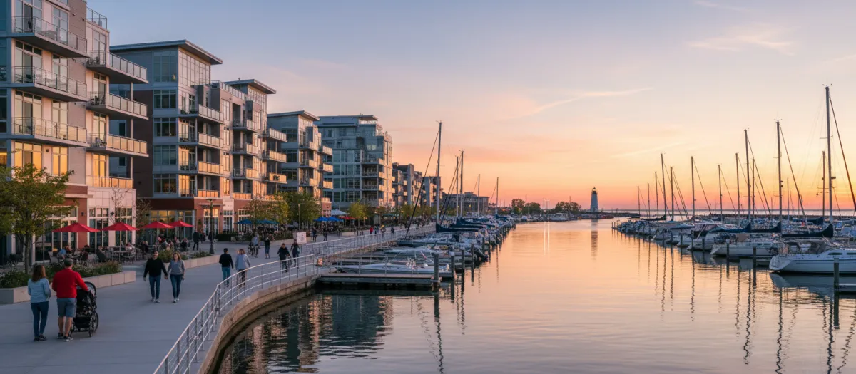 Downtown Muskegon waterfront and city scene