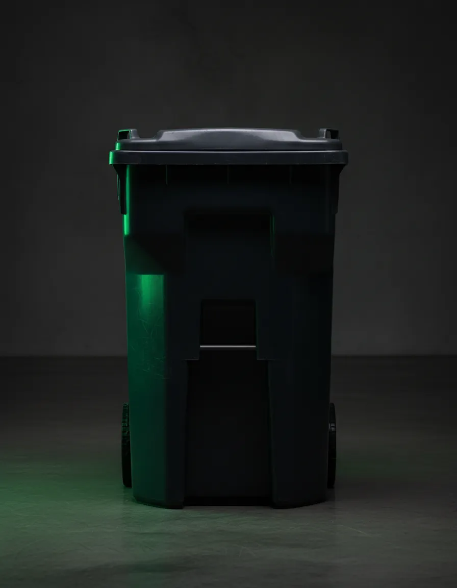 Spotlessly clean and sanitized trash can