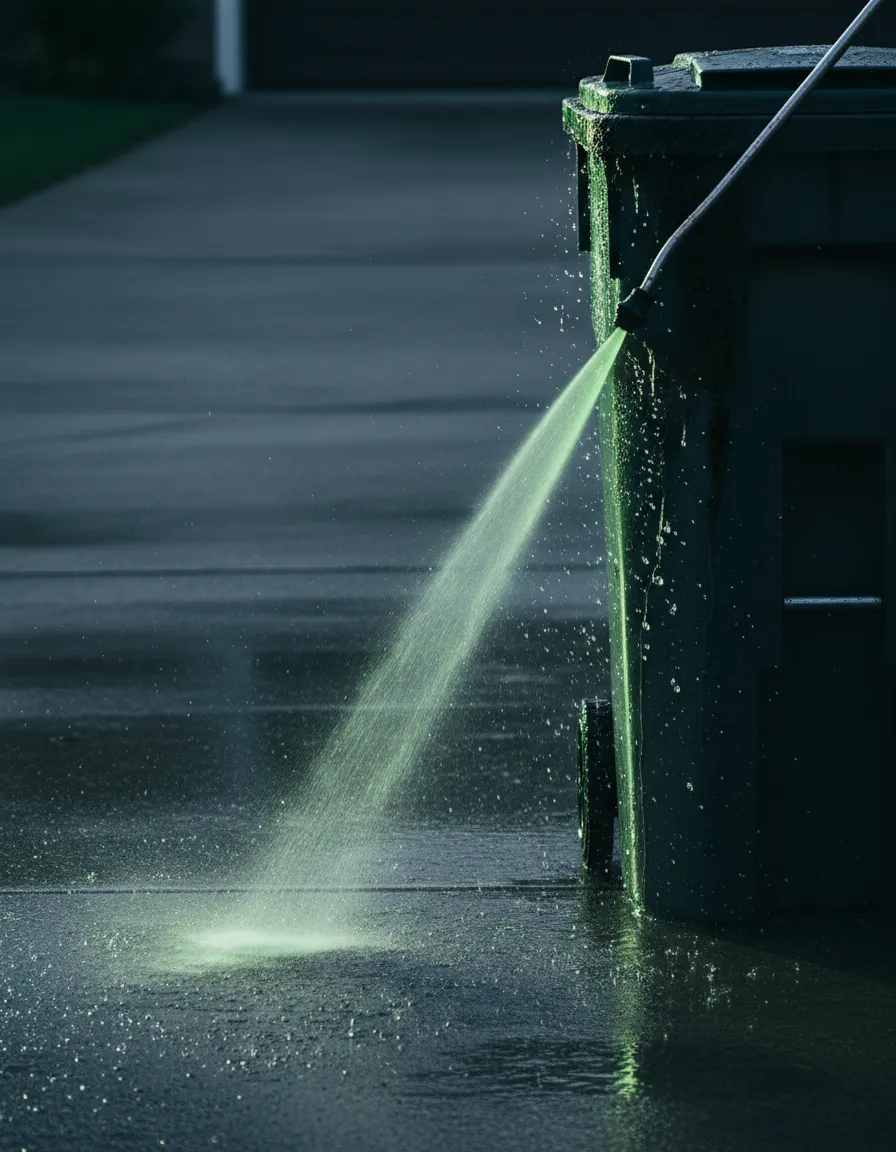 Eco-friendly high pressure trash can cleaning process