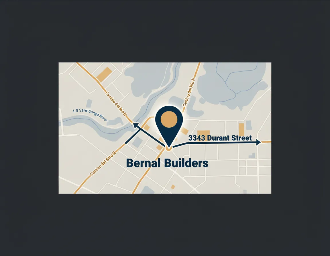 Map location of Bernal Builders at 3343 Durant Street San Diego
