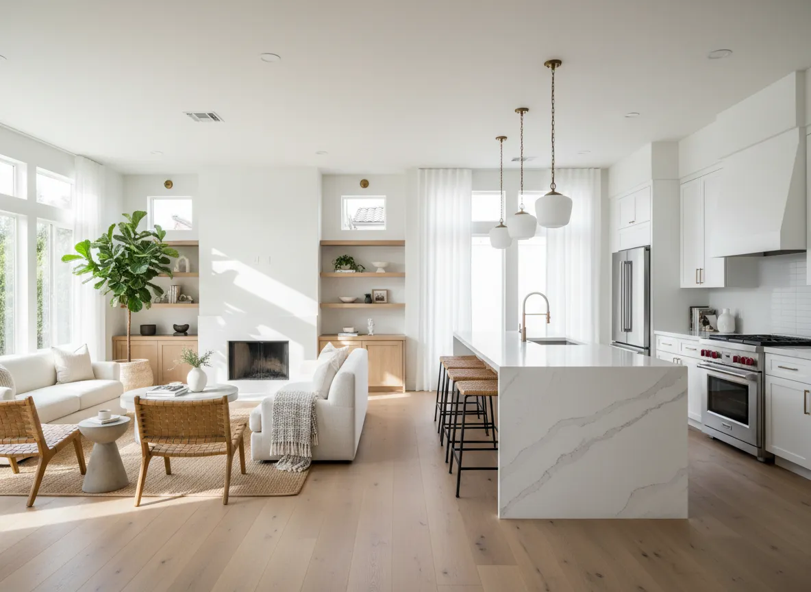 San Diego full home renovation living room and kitchen