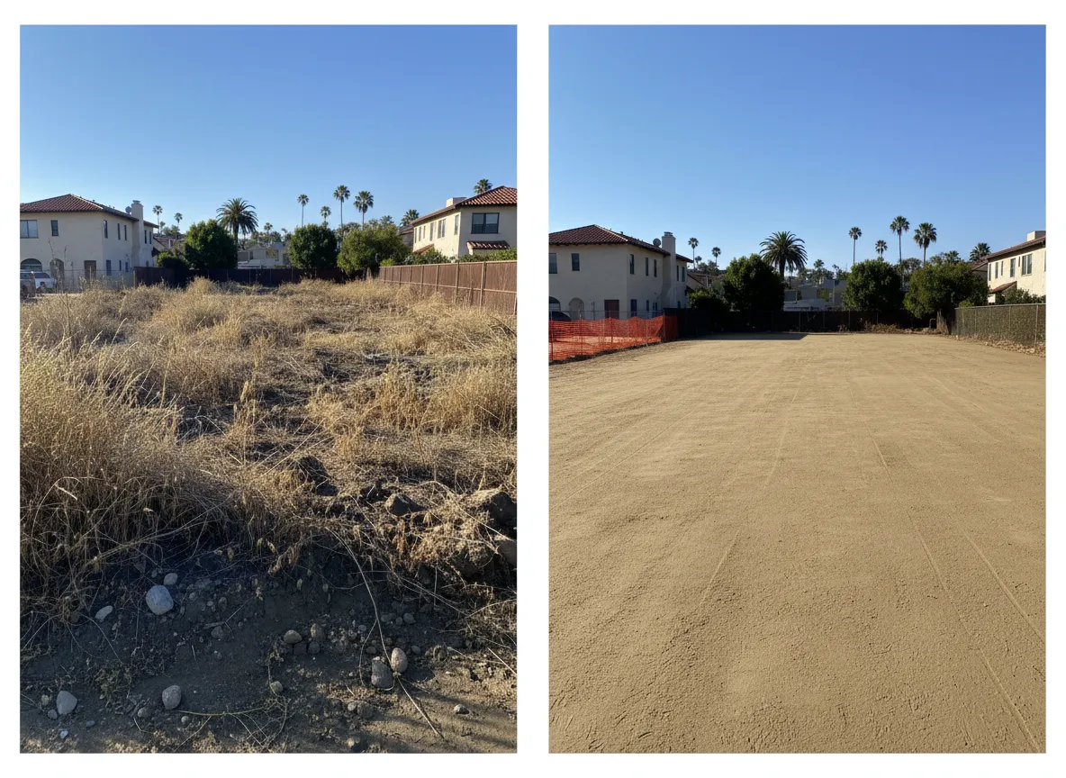 Before and after site preparation comparison