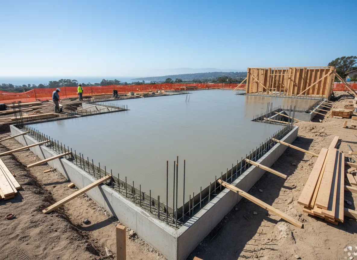 New foundation pour on a residential project in San Diego