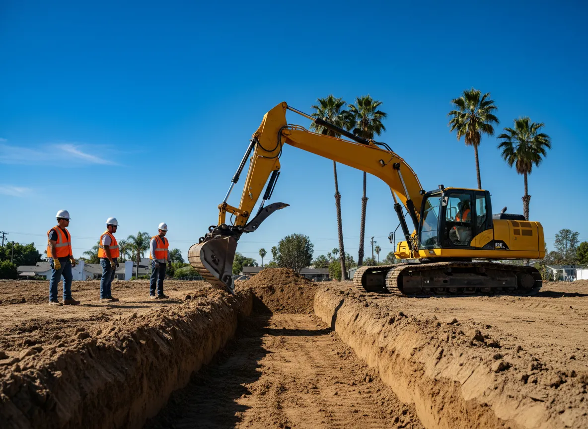 Excavation equipment in action on San Diego jobsite