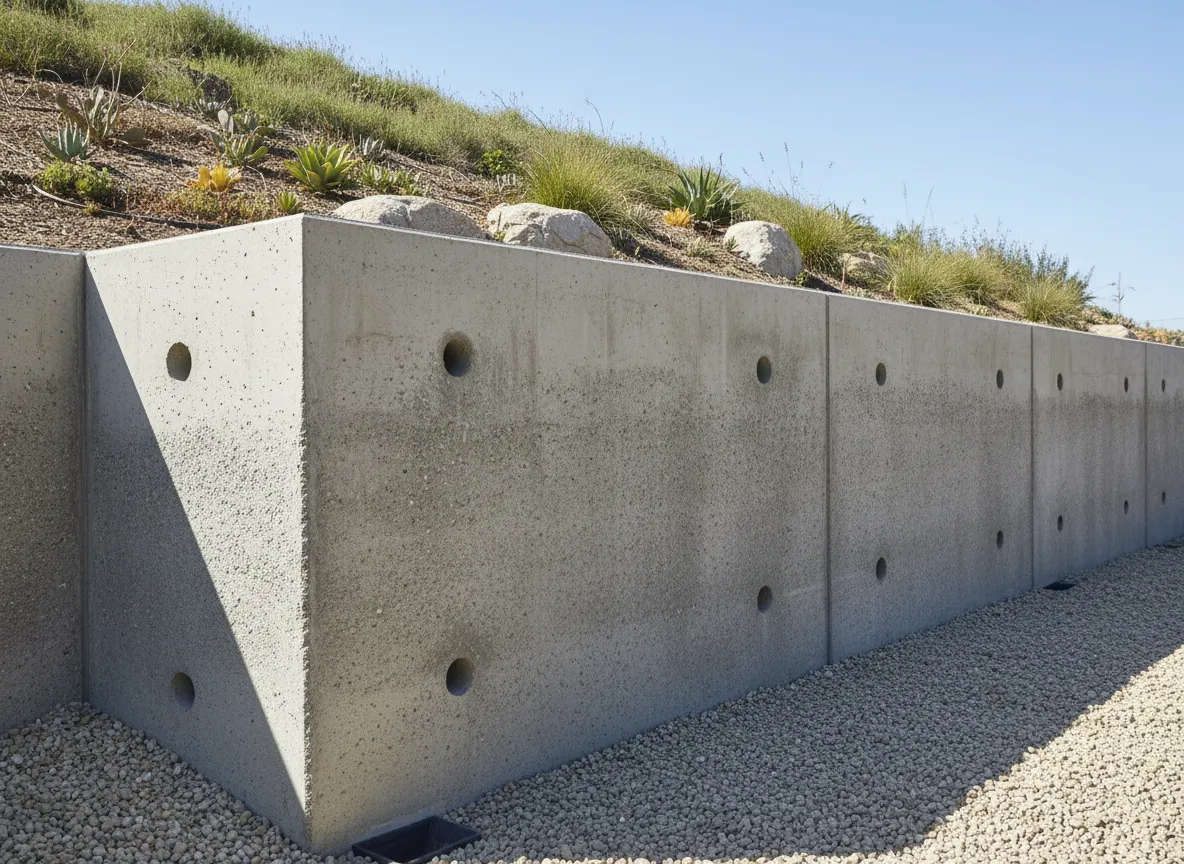 Reinforced concrete retaining wall