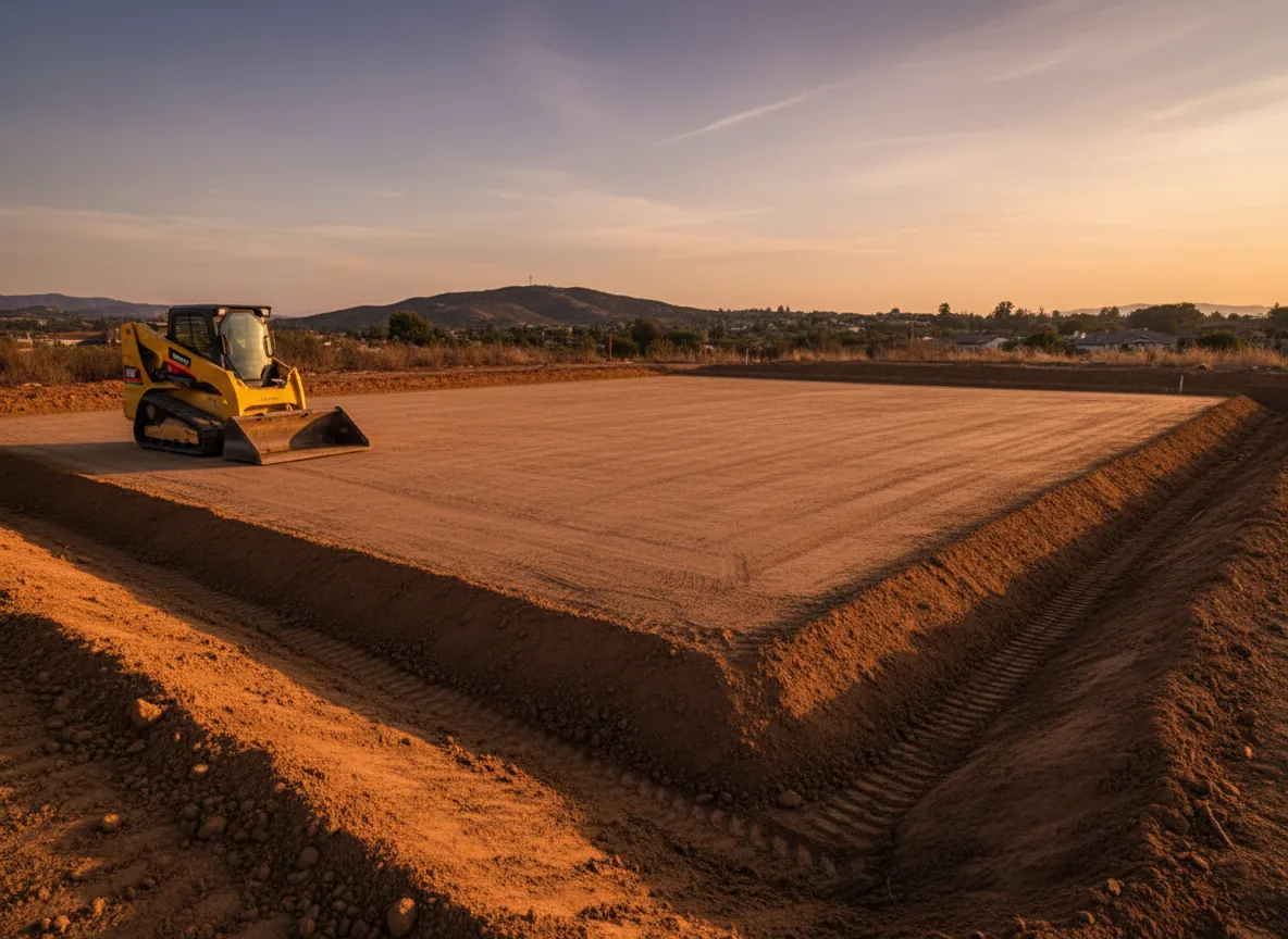 Grading work for a new construction pad