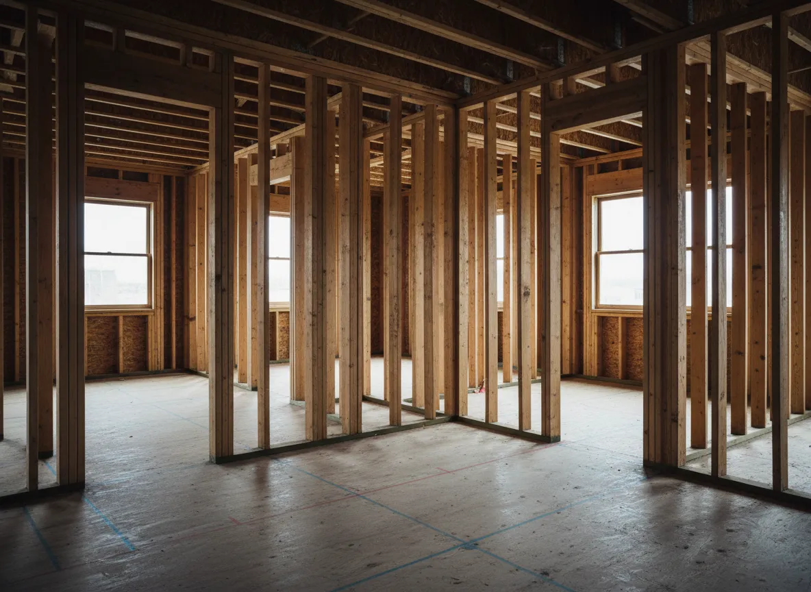 Interior wall layout and framing lines