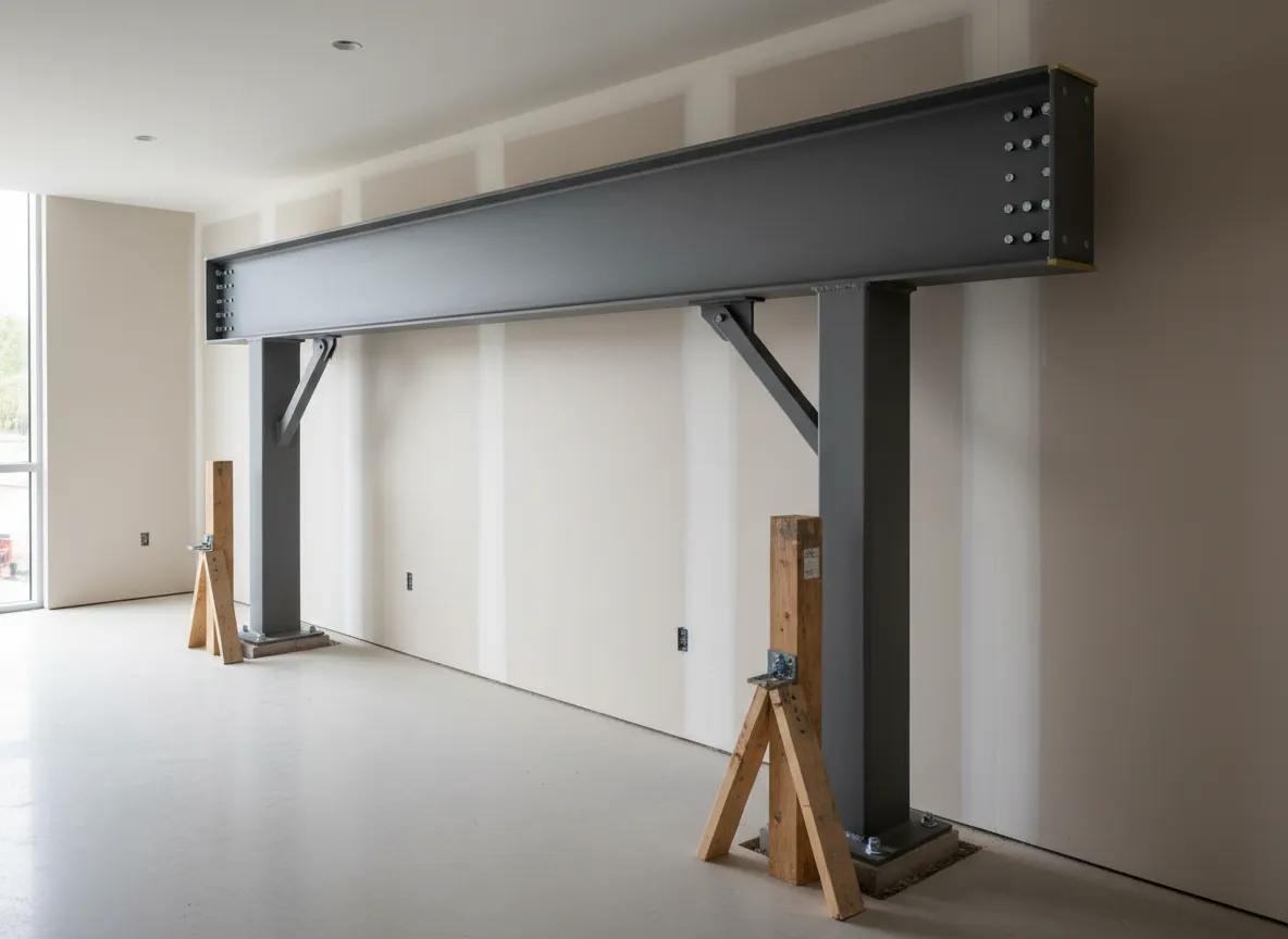 Beam installation after load-bearing wall removal