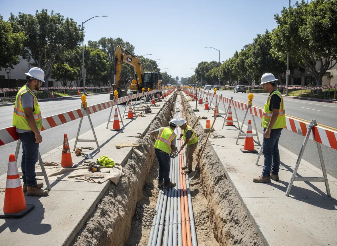 Utility trenching for SDG&E electrical lines in San Diego