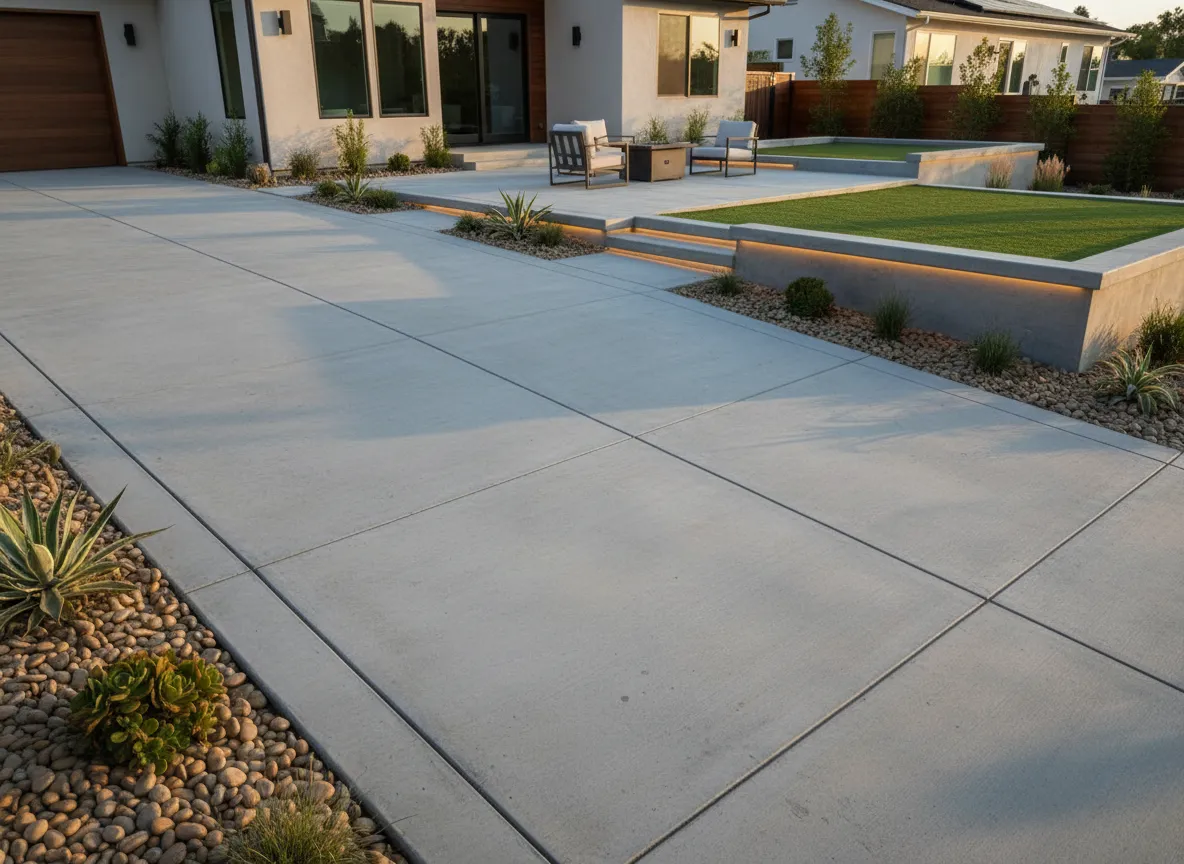 Finished concrete driveway and patio