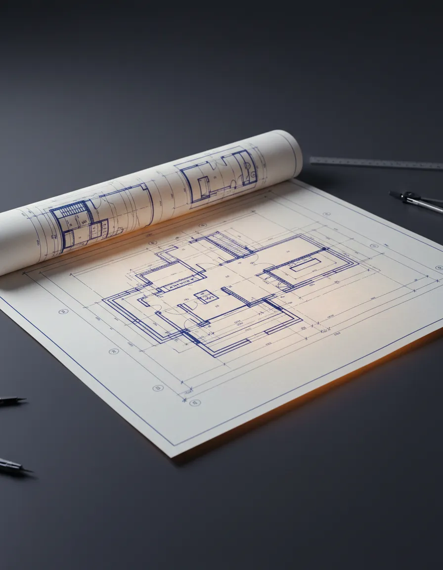 Complex blueprint overlay representing rigorous construction consulting and risk mitigation
