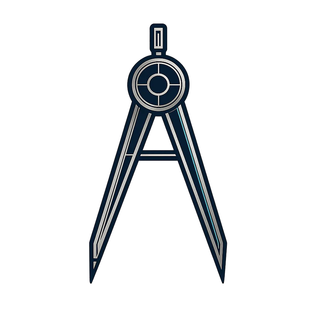 Architectural compass and technical blueprint design symbol