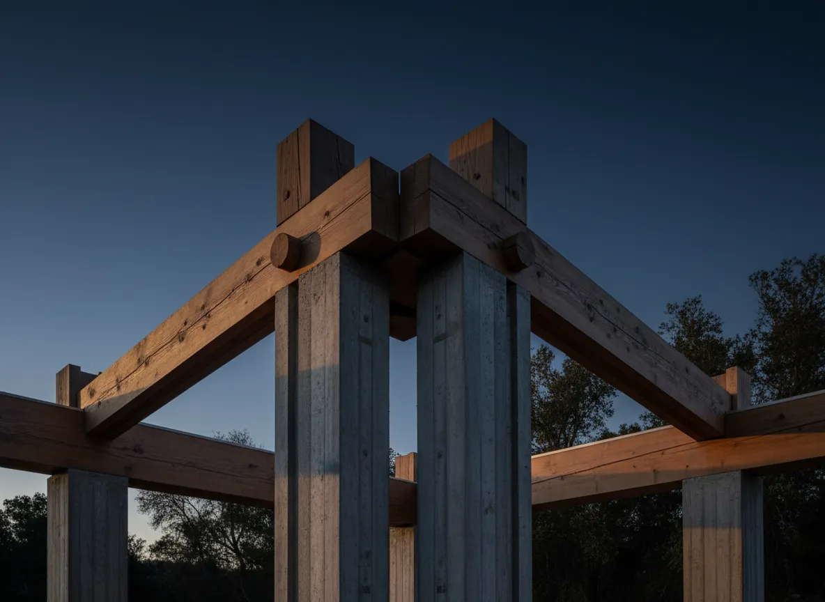 Finished high-quality construction showing custom timber and concrete work