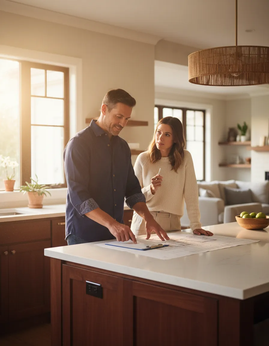 General contractor discussing plans with a homeowner