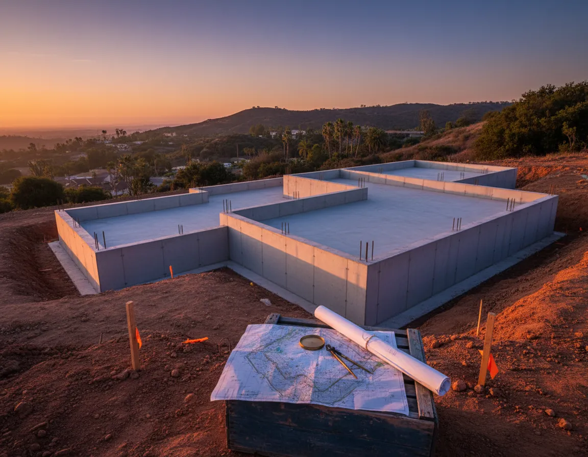 Completed hillside foundation project in San Diego County
