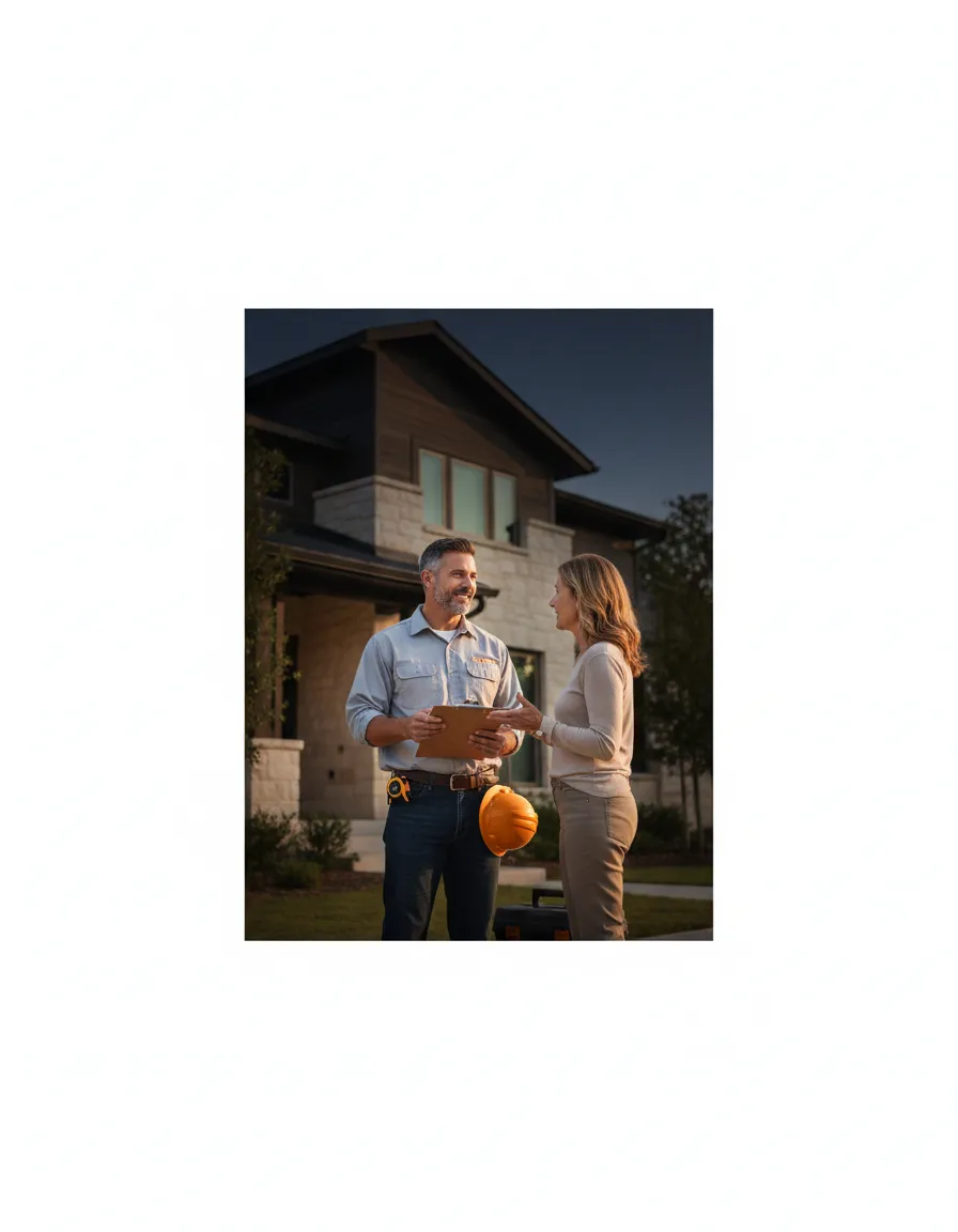 Contractor discussing estimate with homeowner in San Marcos