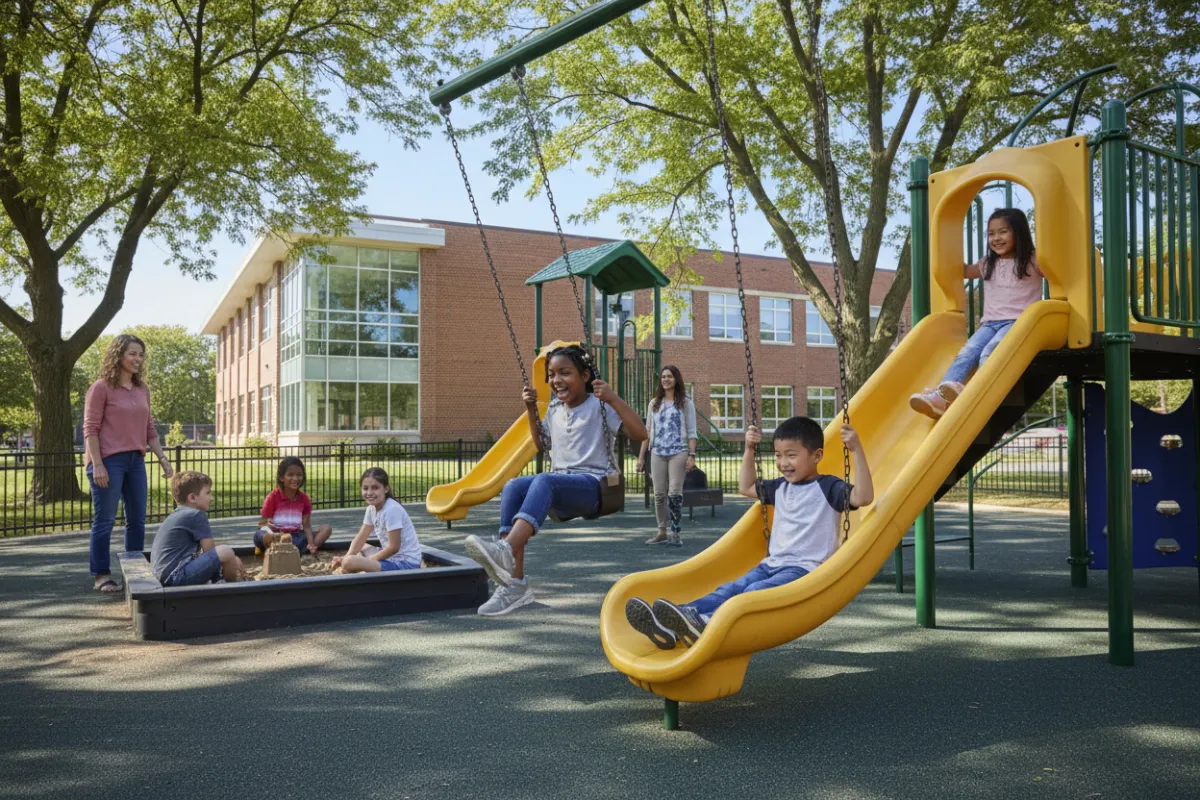 Children playing at a Kalamazoo school playground