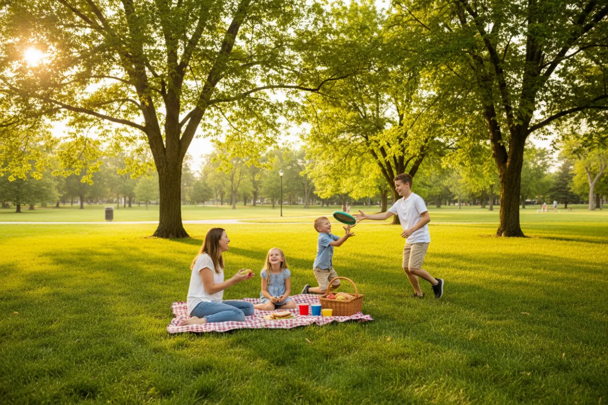 Family enjoying a Kalamazoo park
