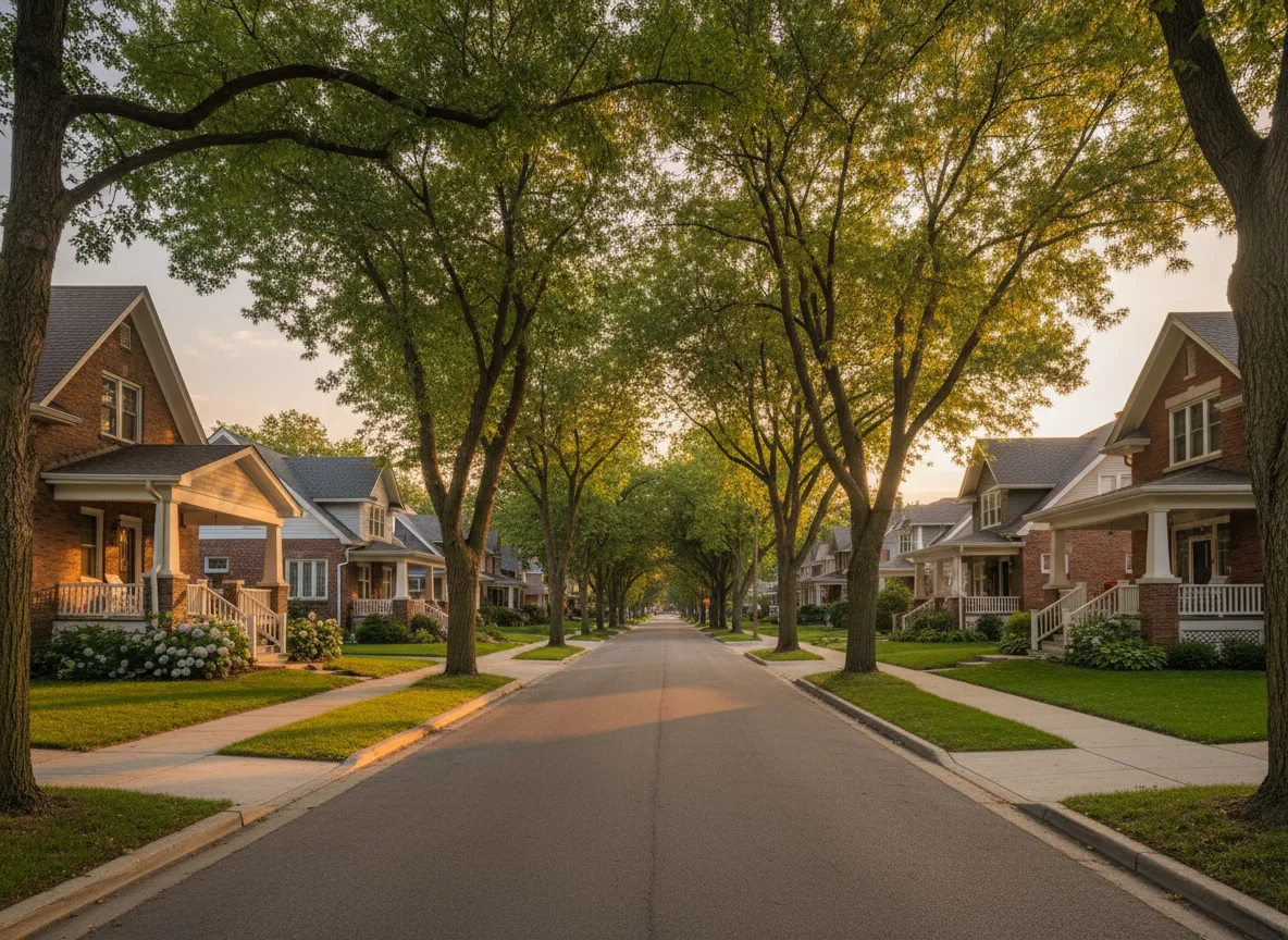 Residential streetscape in Kalamazoo, Michigan